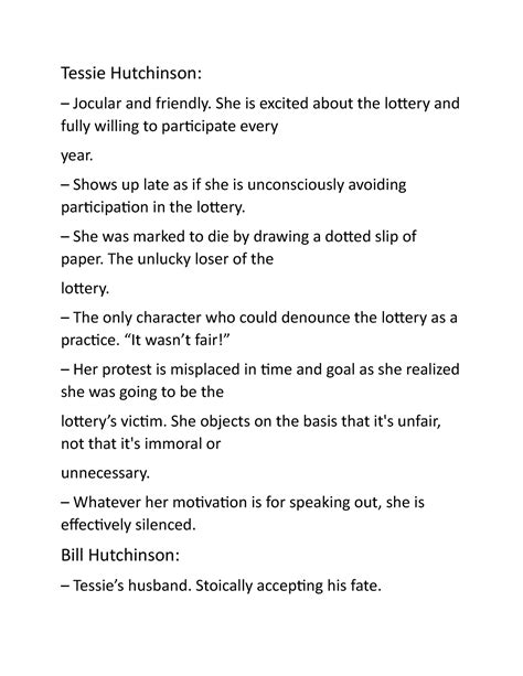 tessie hutchinson character analysis